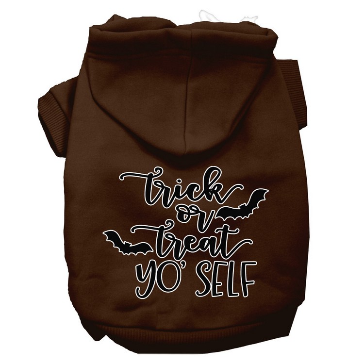 Trick or Treat Yo' Self Screen Print Dog Hoodie Brown XS